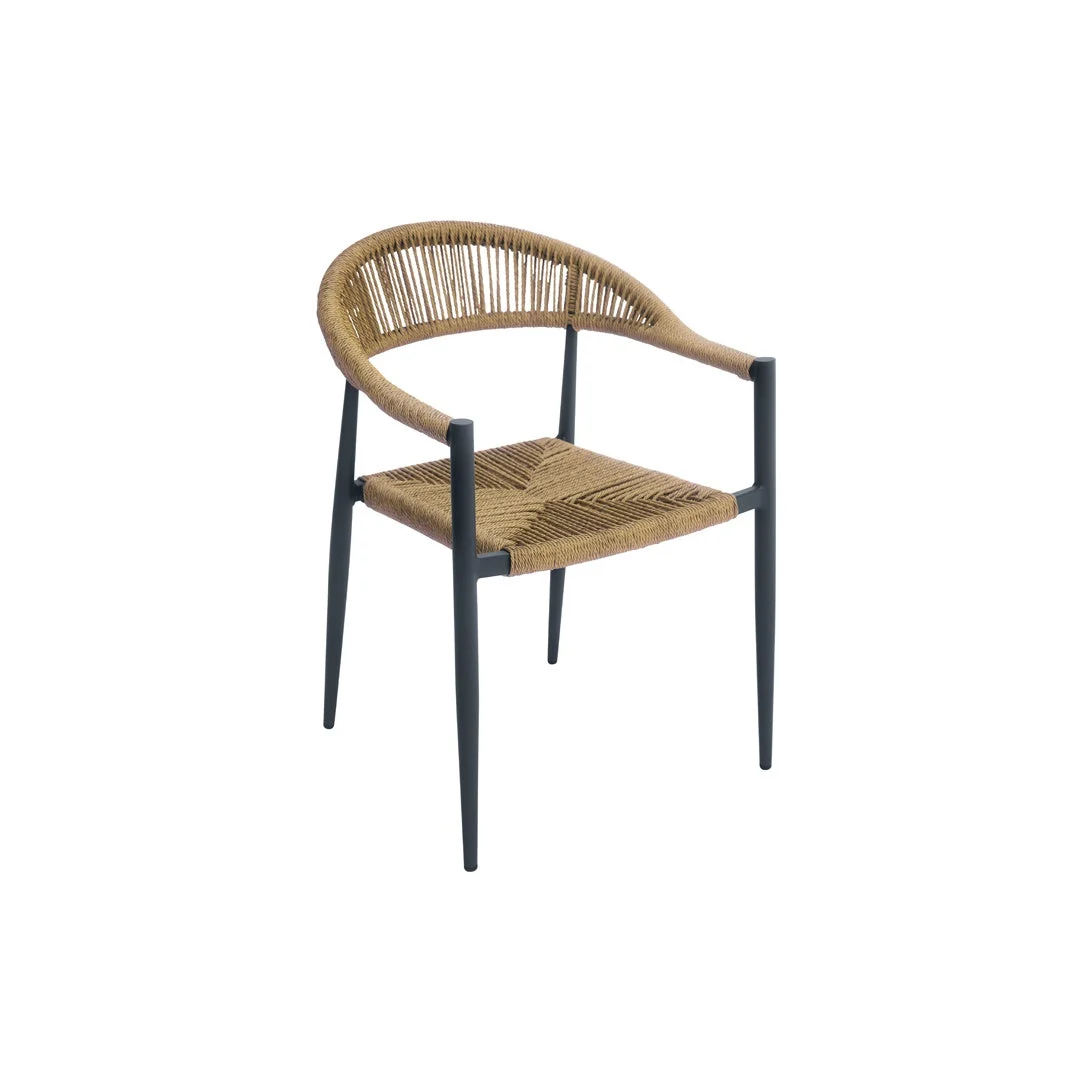 Moia Greenwood Poltrona Milano Alluminio Antracite Corda Paglia Contract