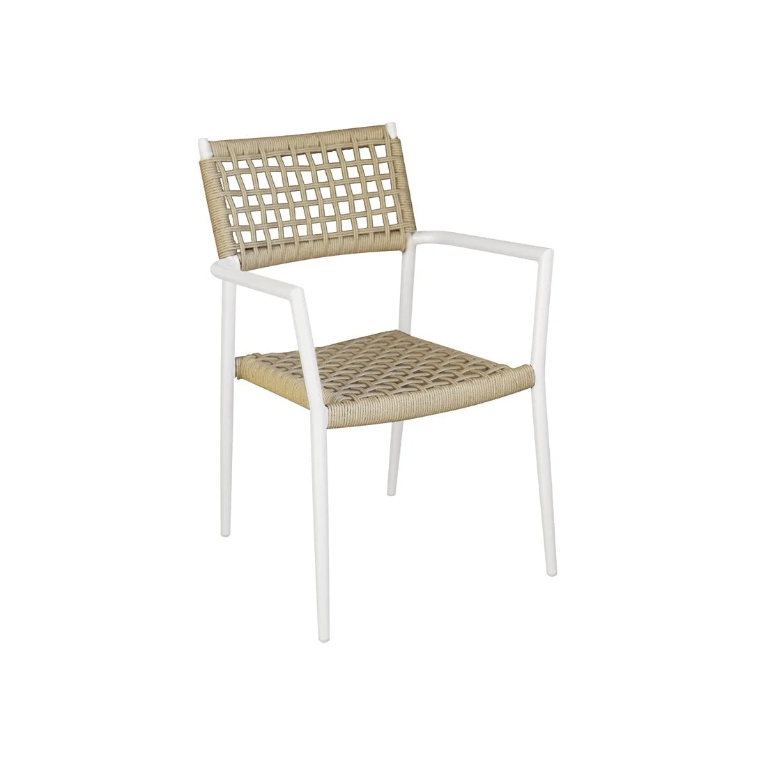 Moia Greenwood Poltrona Padova Alluminio Bianco Corda Canapa Contract