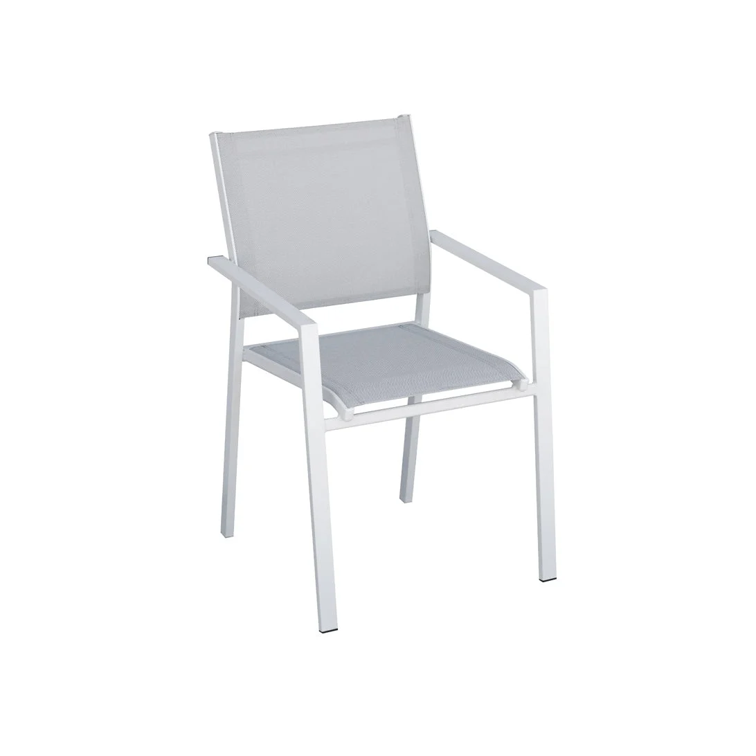 Moia Greenwood Sedia Zara Alluminio Bianco Textilene Grigio 54×89