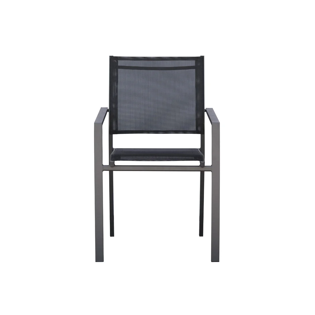 Moia Greenwood Sedia Zara Antracite Textilene Nero Braccioli Impilabile