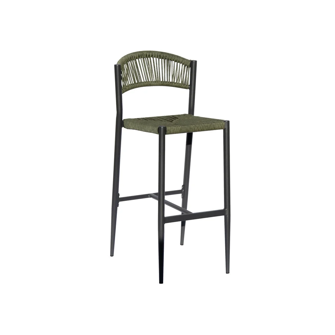 Moia Greenwood Sgabello Milano Antracite Twist Wicker Verde Contract