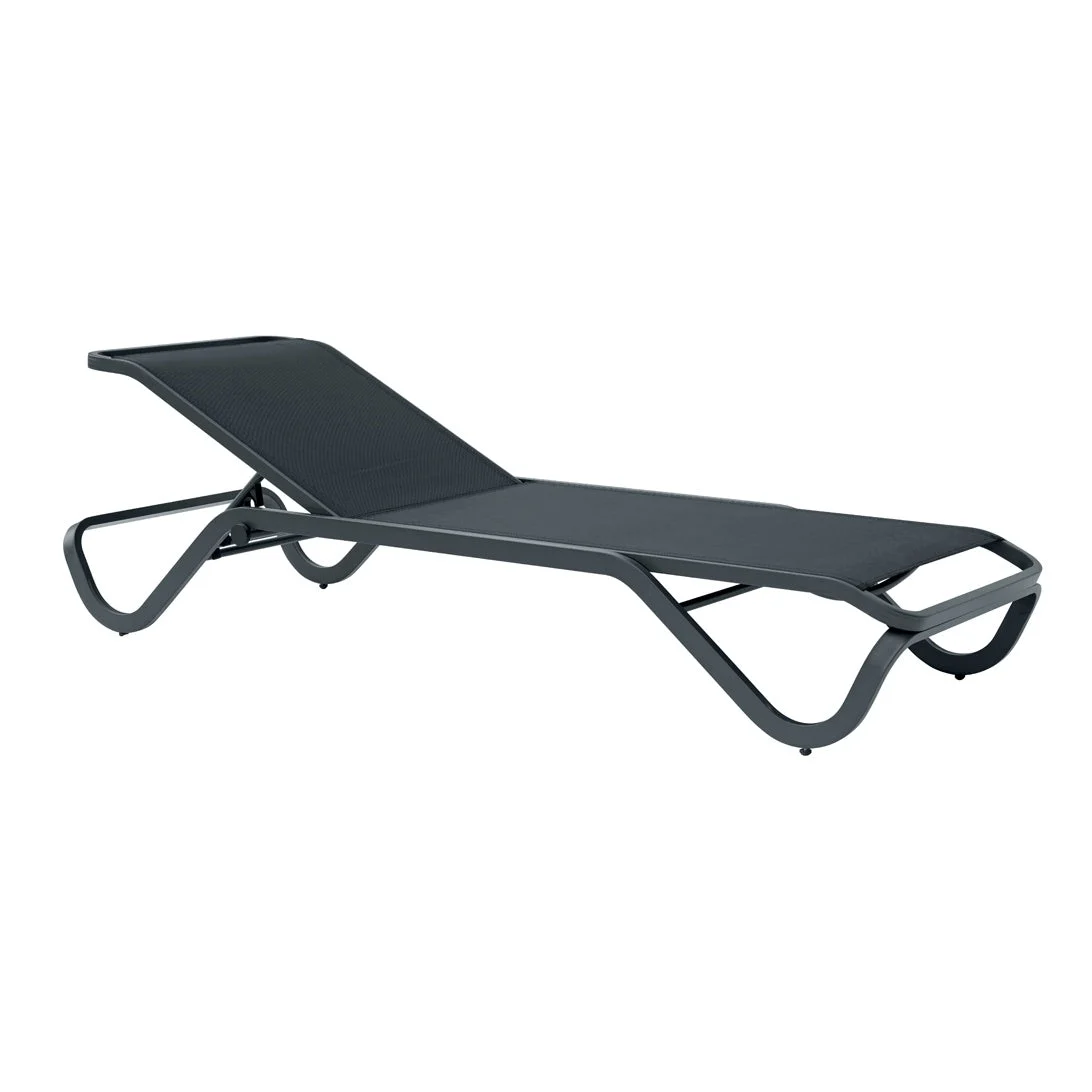 Moia Greenwood Vieste Lettino Outdoor Antracite Textilene Grigio