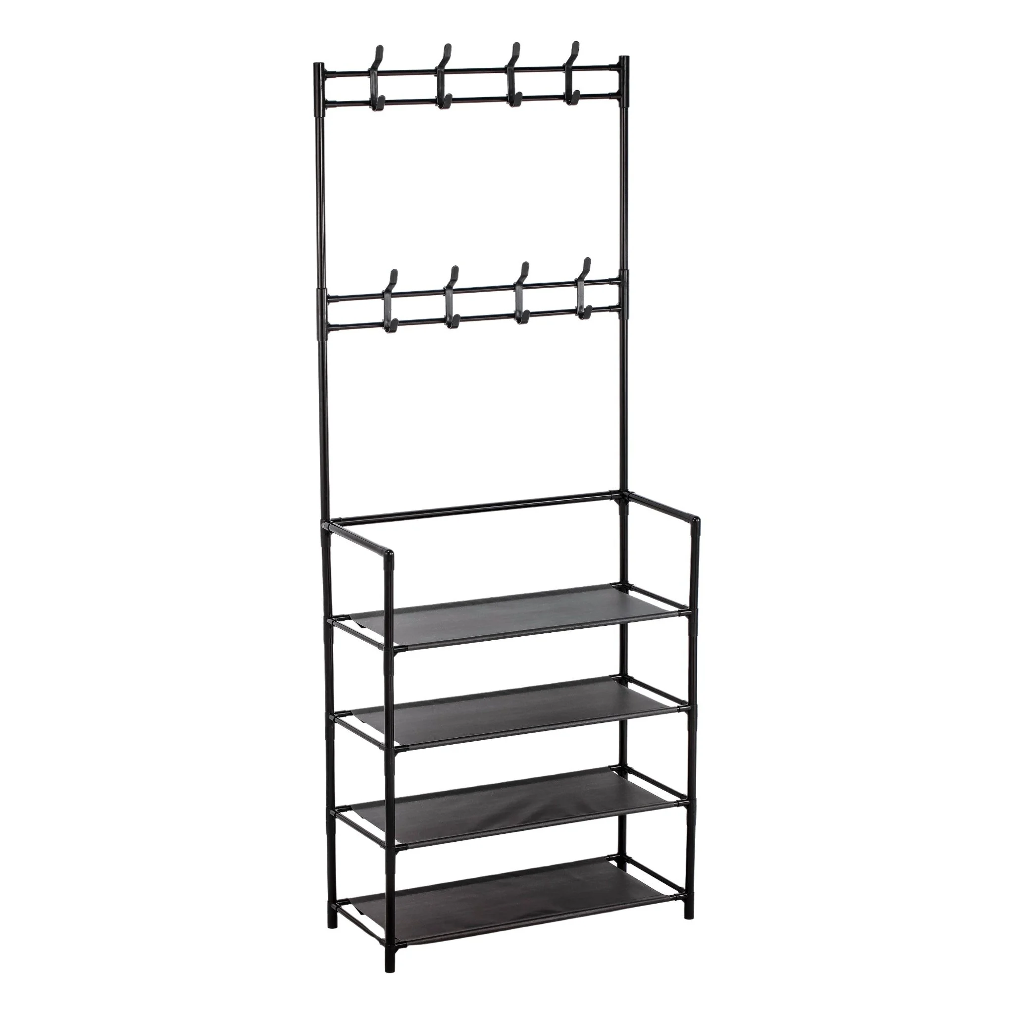 Ad Trend Mensoliera con 8 Appendiabiti e 4 Ripiani 60 x 26 Cm H 170 Cm – Scaffale Multiuso Salvaspazio