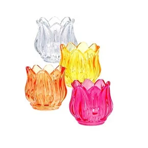 Ad Trend Portacandela T-Light in Vetro D 7,5 Cm H 7 Cm – 4 Colori Assortiti Ideale Bomboniera 1 Pz