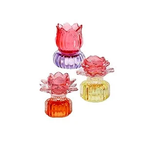 Ad Trend Portacandela T-Light in Vetro D 9,5 Cm H 10 Cm – 3 Modelli Assortiti Ideale Bomboniera 1 Pz