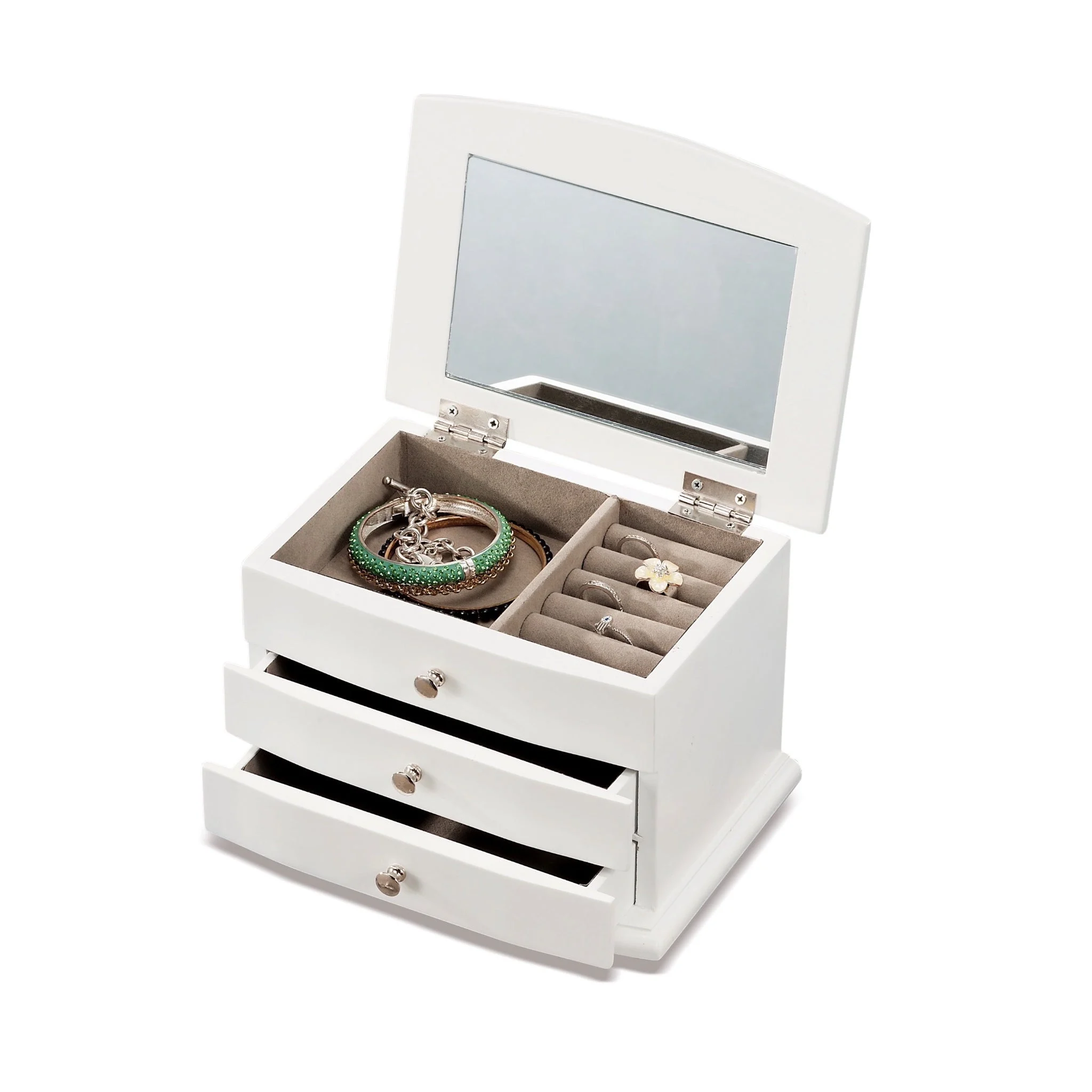 Ad Trend Portagioie in MDF 22 x 16 x14,5 Cm – Scatola Porta Gioielli Elegante Bianco