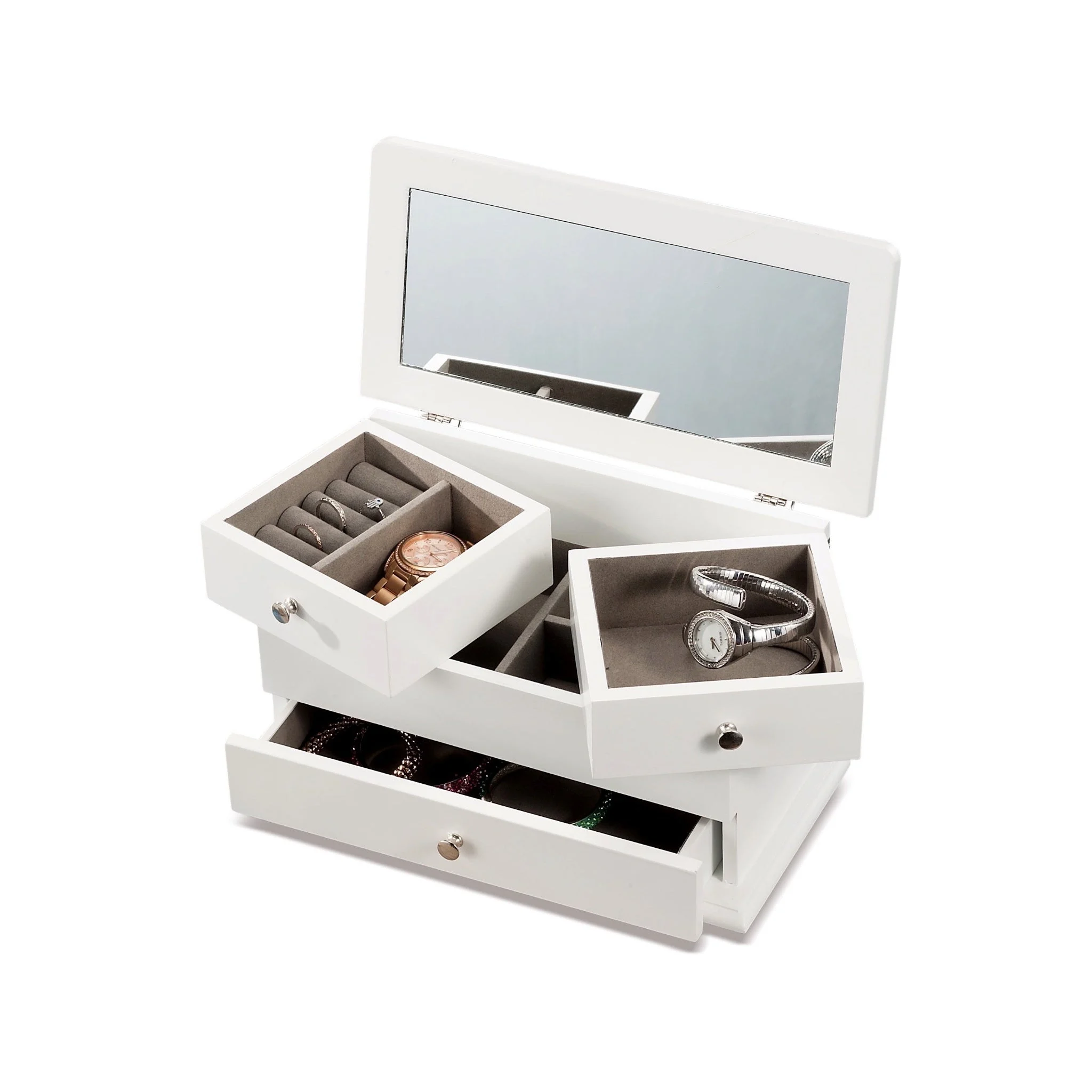 Ad Trend Portagioie in MDF 30 x 15 x 17 Cm – Organizer Gioielli Capiente ed Elegante Bianco