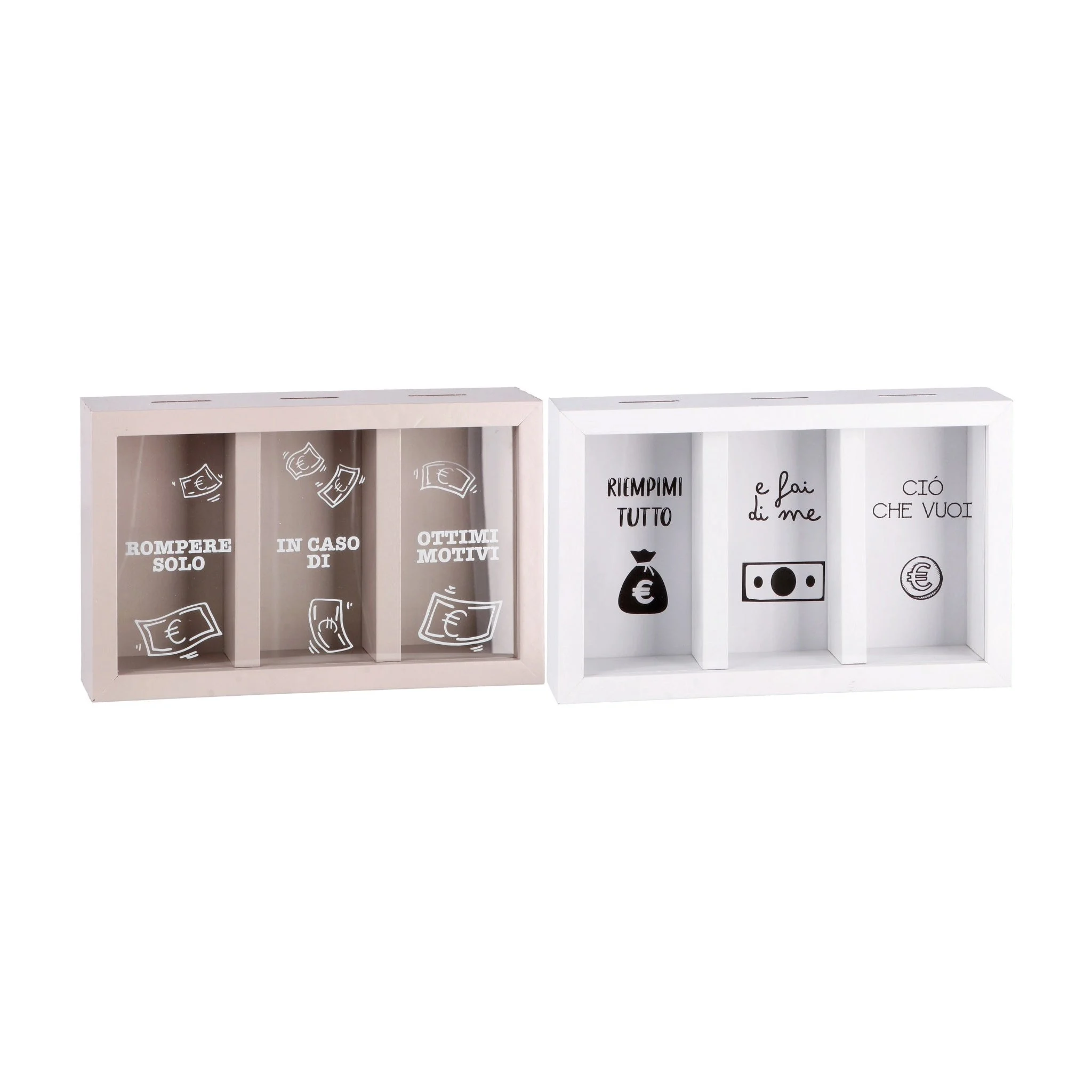 Ad Trend Salvadanaio in MDF e Vetro 3 Scomparsi 23 x 6 Cm H 15 Cm Ass.– Porta Risparmi Decorativo Moderno 1 Pz