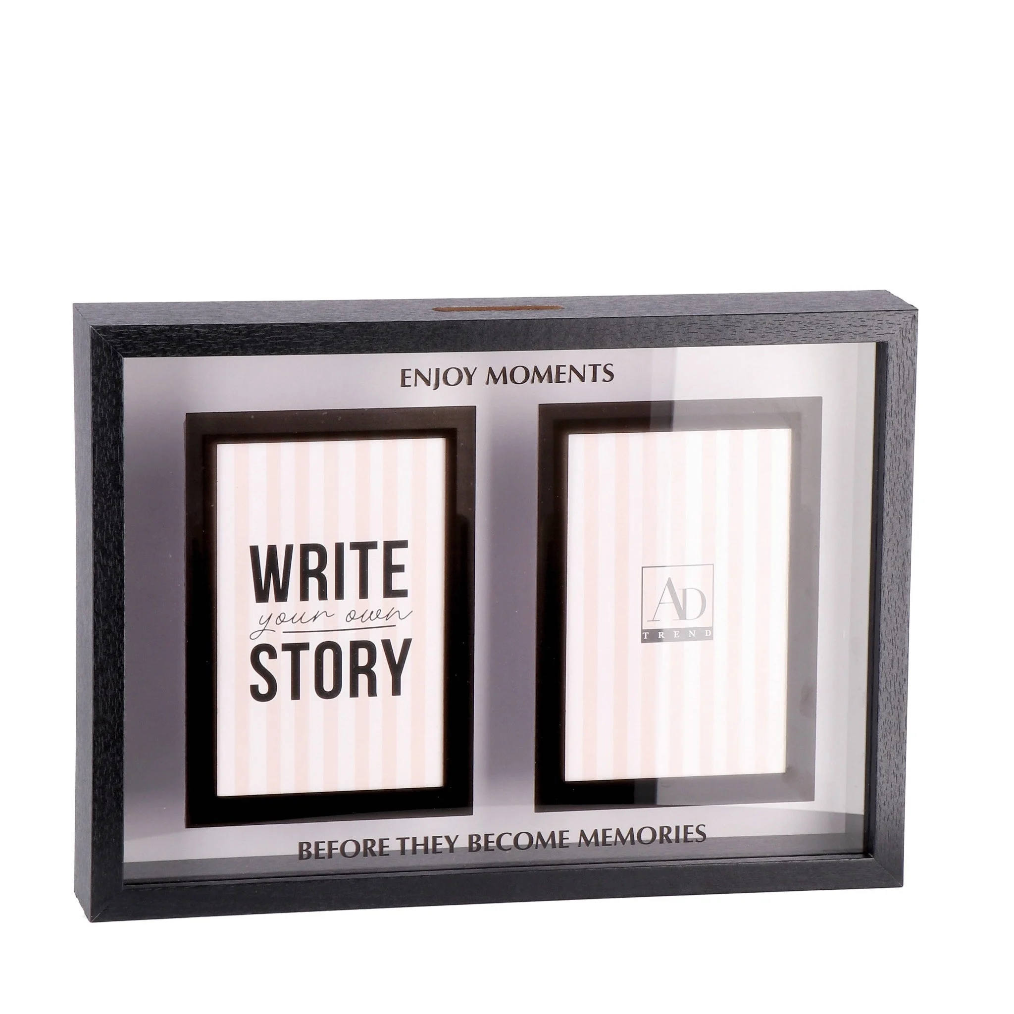 Ad Trend Salvadanaio MDF e Vetro 33 x 5 Cm H 24 Cm con 2 Foto – Porta Risparmi Decorativo Moderno da Arredo Casa