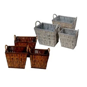 Ad Trend Set 3 Cesti in Salice Rettangolari L 29 / 35 / 41 Cm con Manici – 2 Colori Assortiti 1 Pz