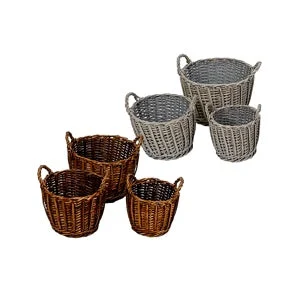 Ad Trend Set 3 Cesti in Salice Rotondi D 19 / 24 / 30 Cm con Manici – 2 Colori Assortiti 1 Pz