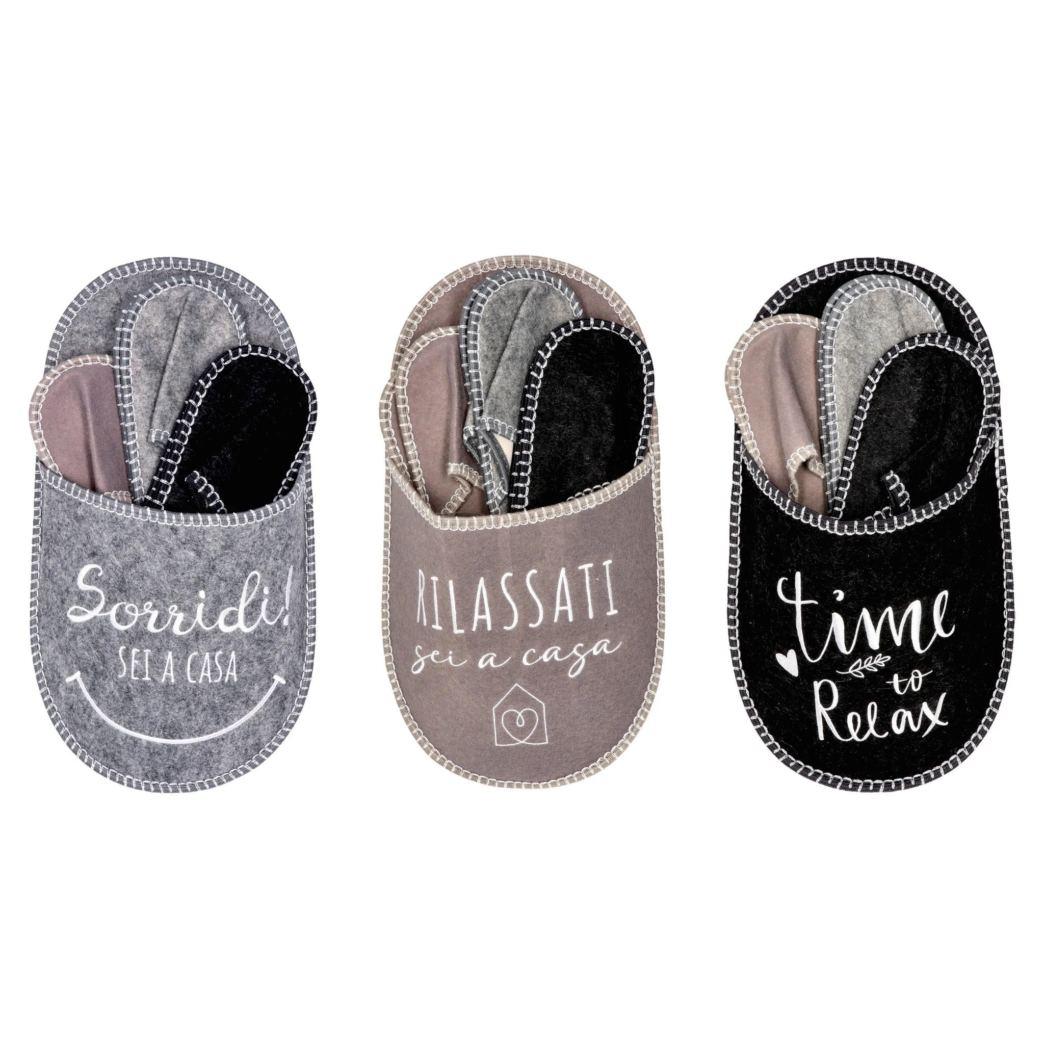 Ad Trend Set 3 Paia Pantofole Casa Assortite 3 Colori 26 x 47 Cm – Pantofole Ospiti Comfort