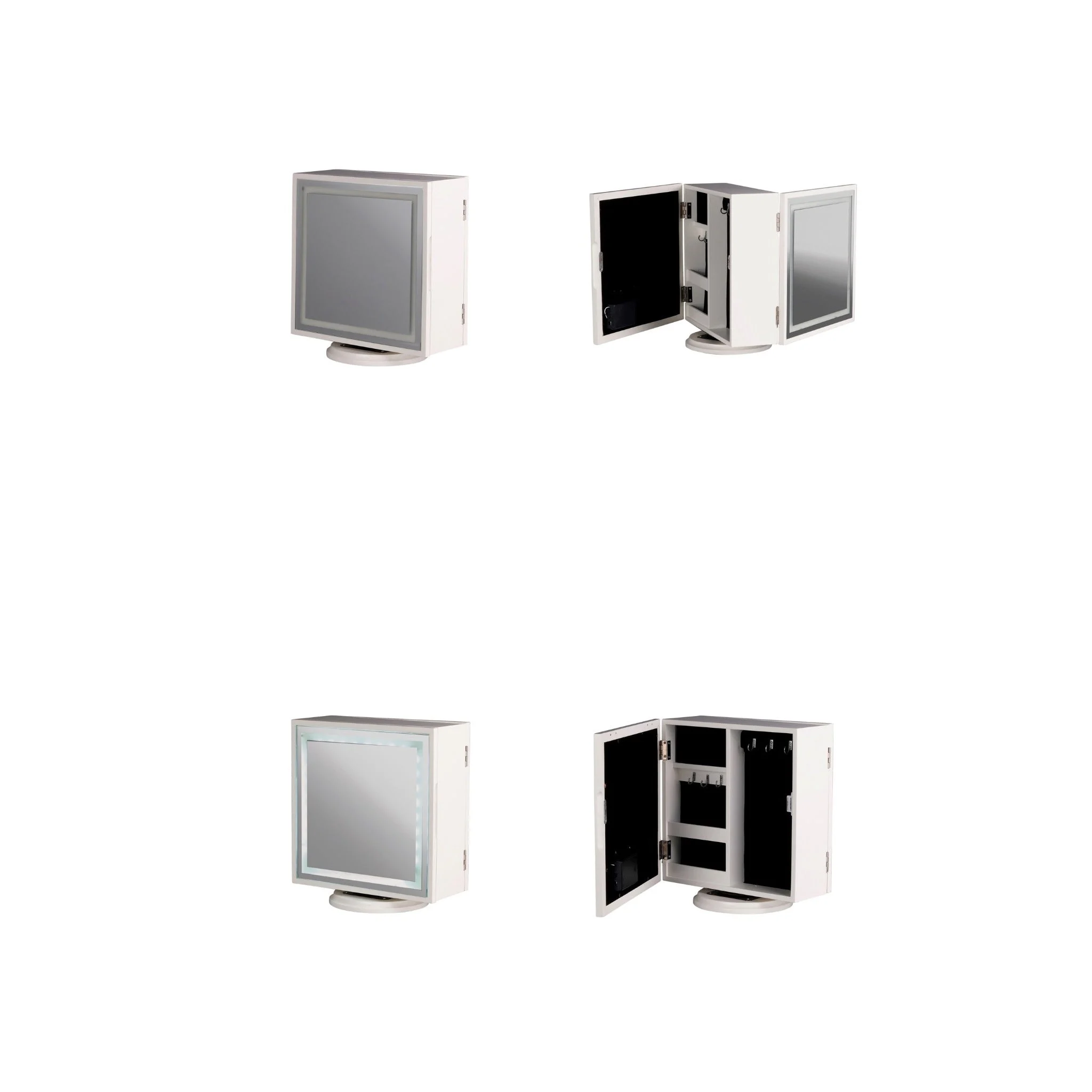 Ad Trend Specchio Portagioie con LED in MDF 30 x 18 x 33 Cm – Organizer Gioielli con Specchio