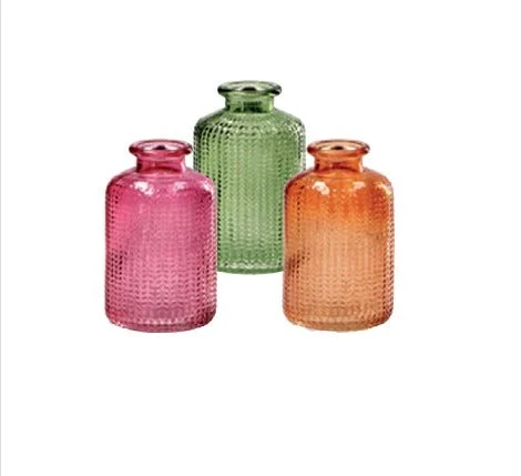 Ad Trend Vaso in Vetro Miles D 6 Cm H 10 Cm – 3 Colori Assortiti Ideale per Cerimonie ed Eventi 1 Pz