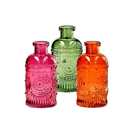 Ad Trend Vaso in Vetro Miles D 6,5 Cm H 13 Cm – 3 Colori Assortiti Ideale per Cerimonie ed Eventi 1 Pz