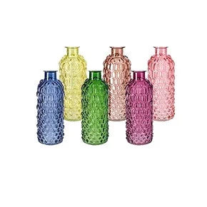 Ad Trend Vaso in Vetro Modello Bottiglia Decorativa D 5,5 Cm H 16 Cm – 6 Colori Assortiti 1 Pz