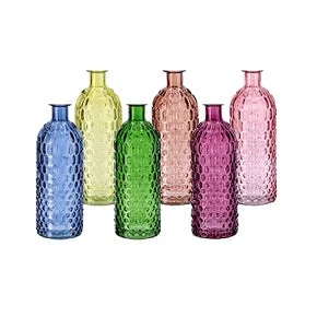 Ad Trend Vaso in Vetro Modello Bottiglia Decorativa D 7 Cm H 20,5 Cm – 6 Colori Assortiti 1 Pz