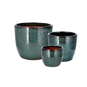 Ad Trend Set 3 Cachepot Ceramica Verde H 19–26-33 cm