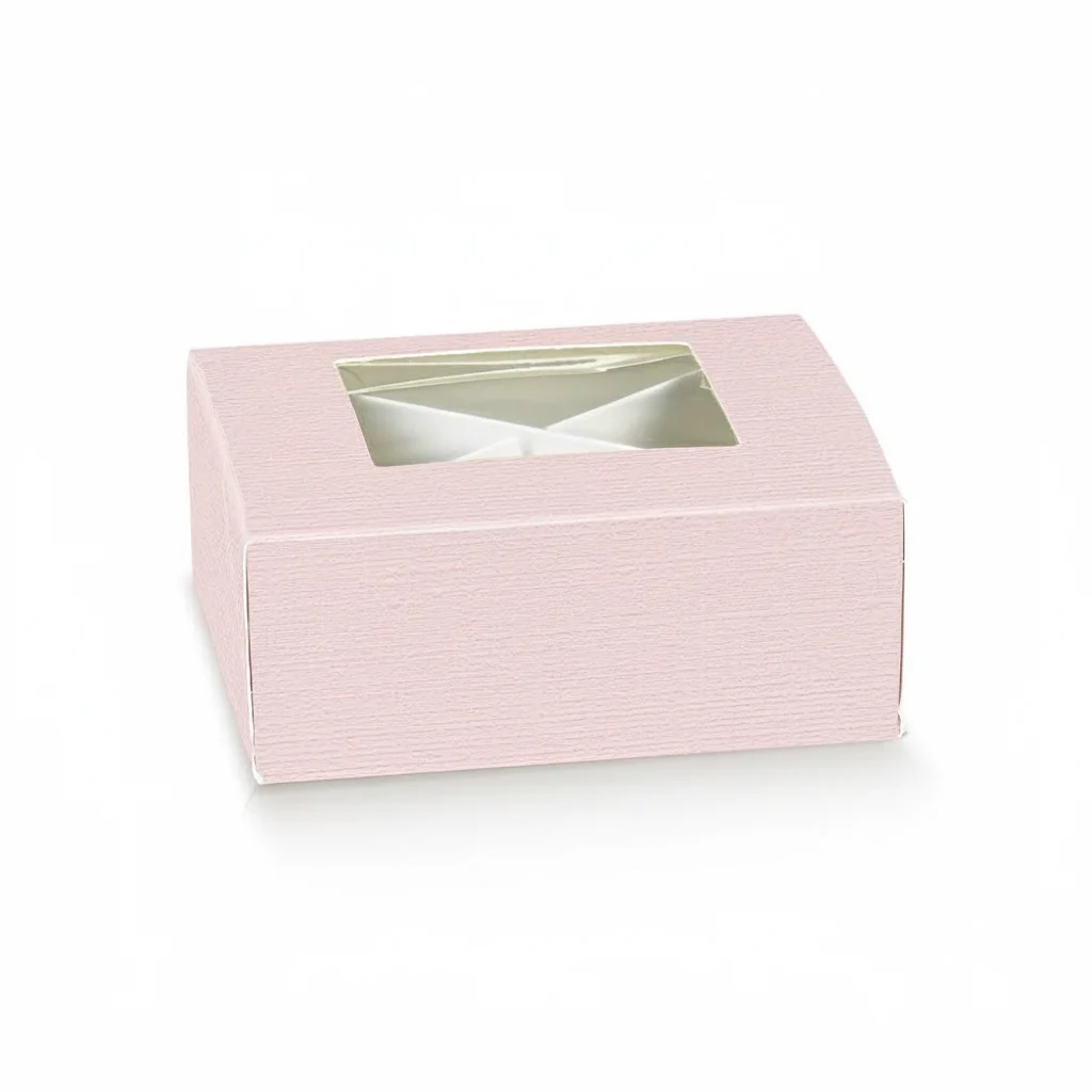 Scotton Scatola Fibra Rosa 8x8x3 cm Finestra Divisorio 10 pz