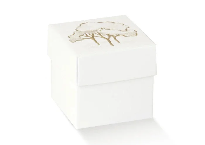 Scotton Scatolina Portaconfetti Alberi Avorio Oro 5x5x5 cm 10 pz