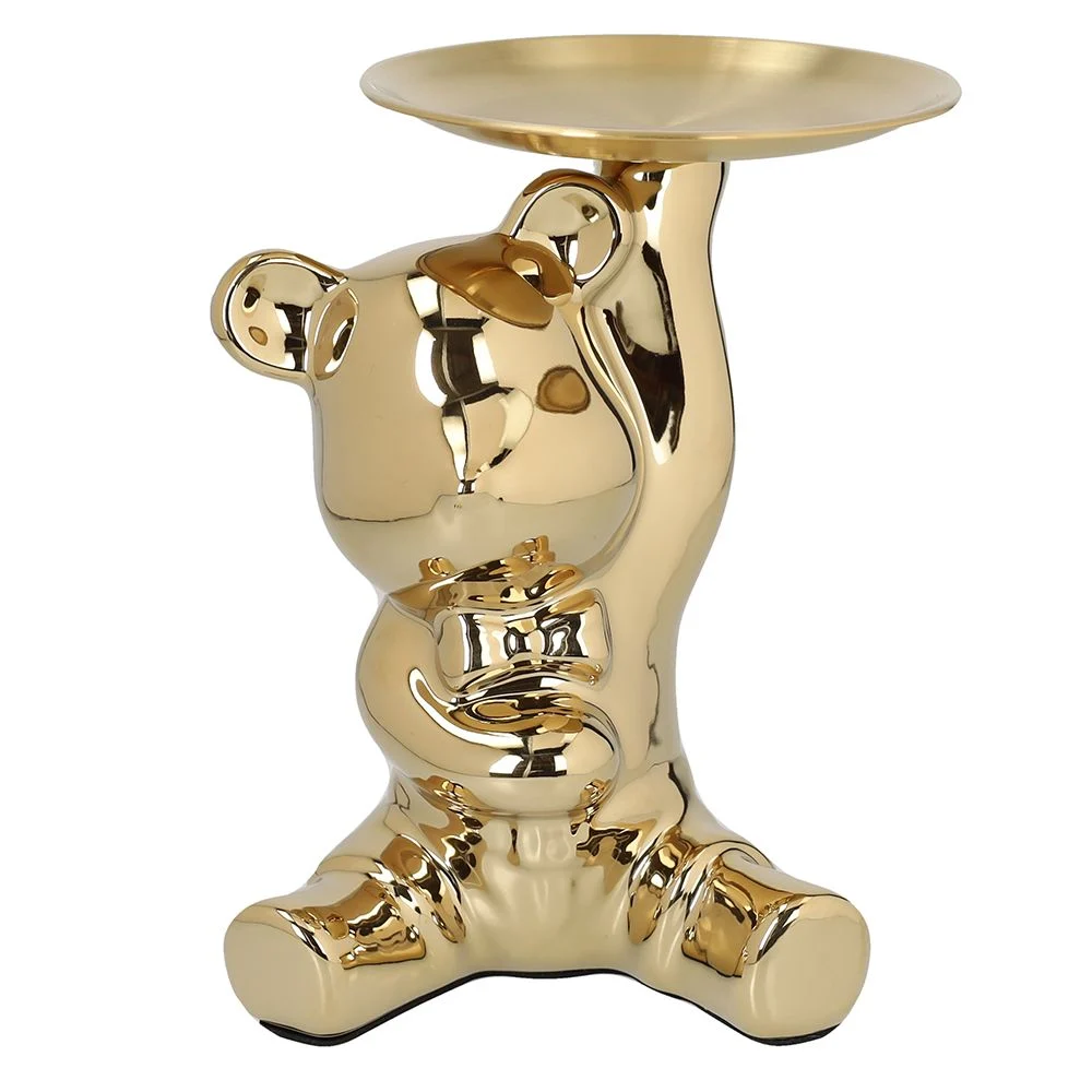Tognana Orso con Vassoio Home Decor Bear H 21 Cm Ceramica Oro