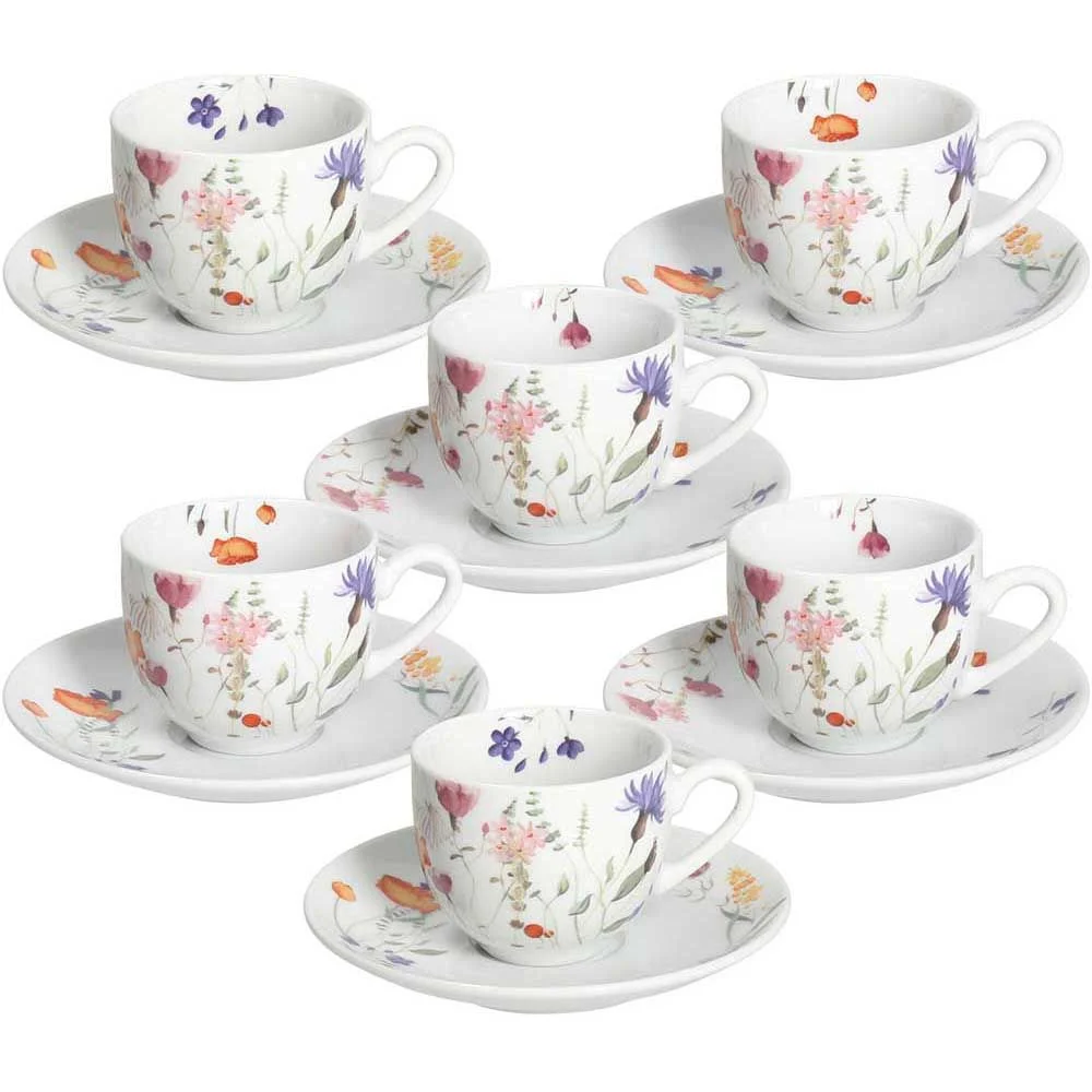 Tognana Servizio 6 Tazze Caffé Atollo Flora 100 Cc Porcellana Multicolor