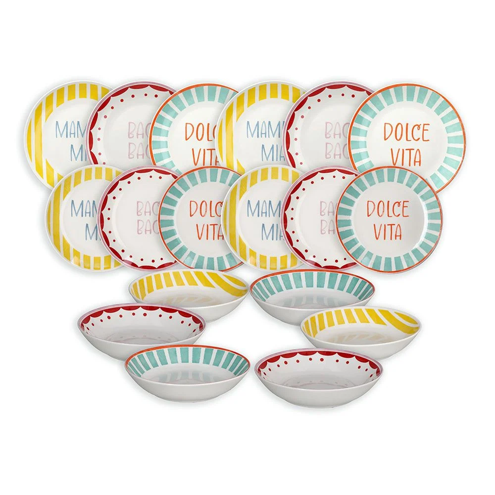 Tognana Servizio Tavola 18 Pz Moon Viva L'Italia Porcellana Multicolor