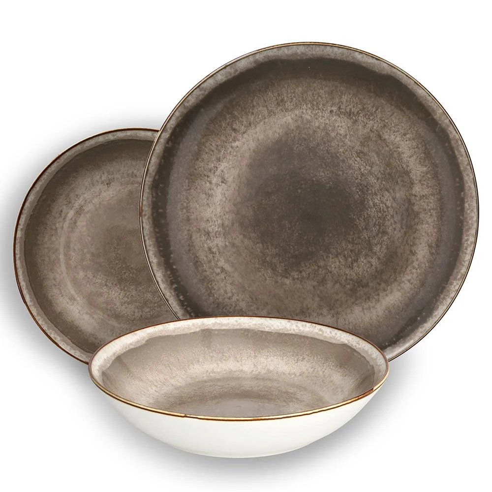 Tognana Servizio Tavola Moon Ibiza Grigio 18 Pz Porcellana Marrone