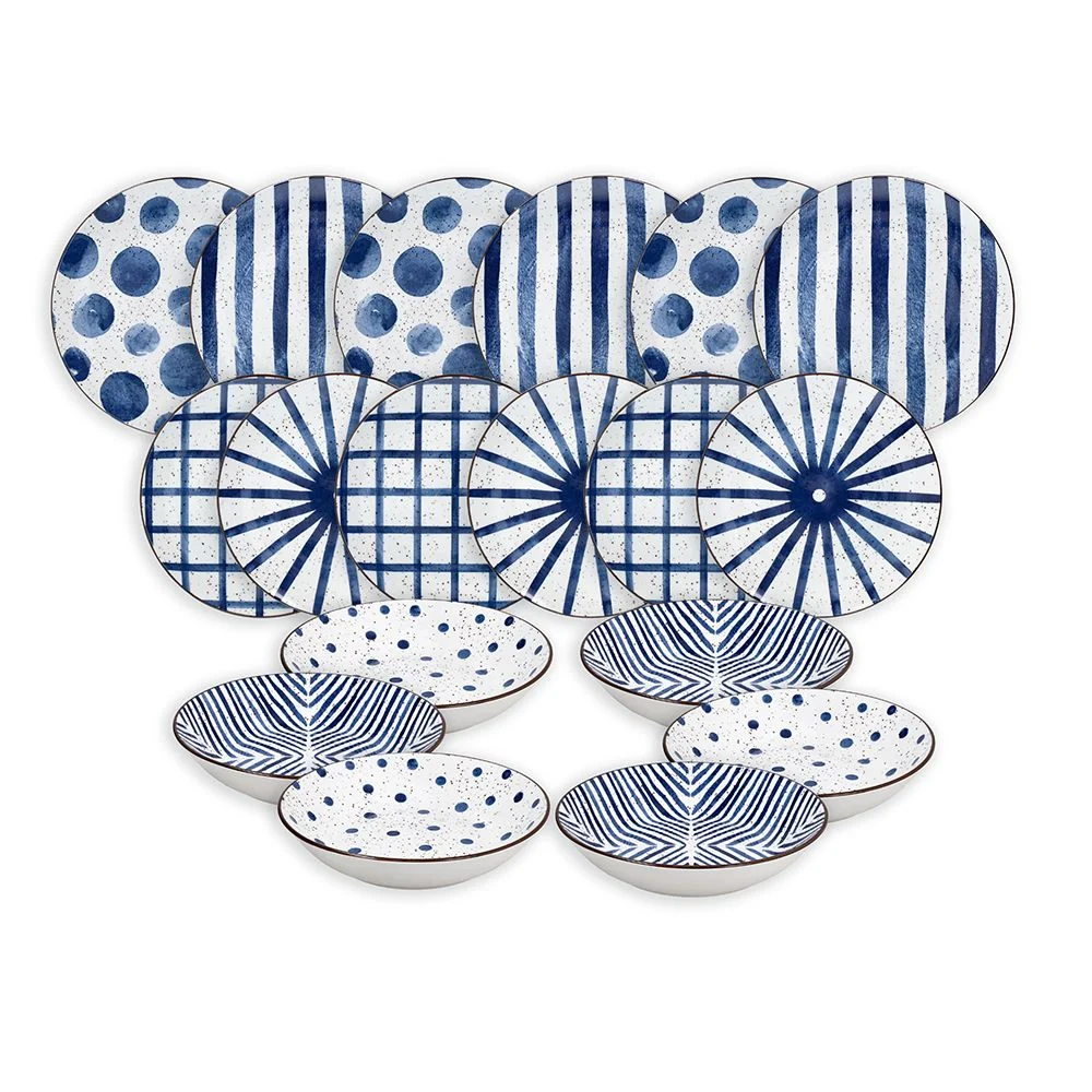 Tognana Servizio Tavola Moon Mirage 18 Pz Porcellana  Blu