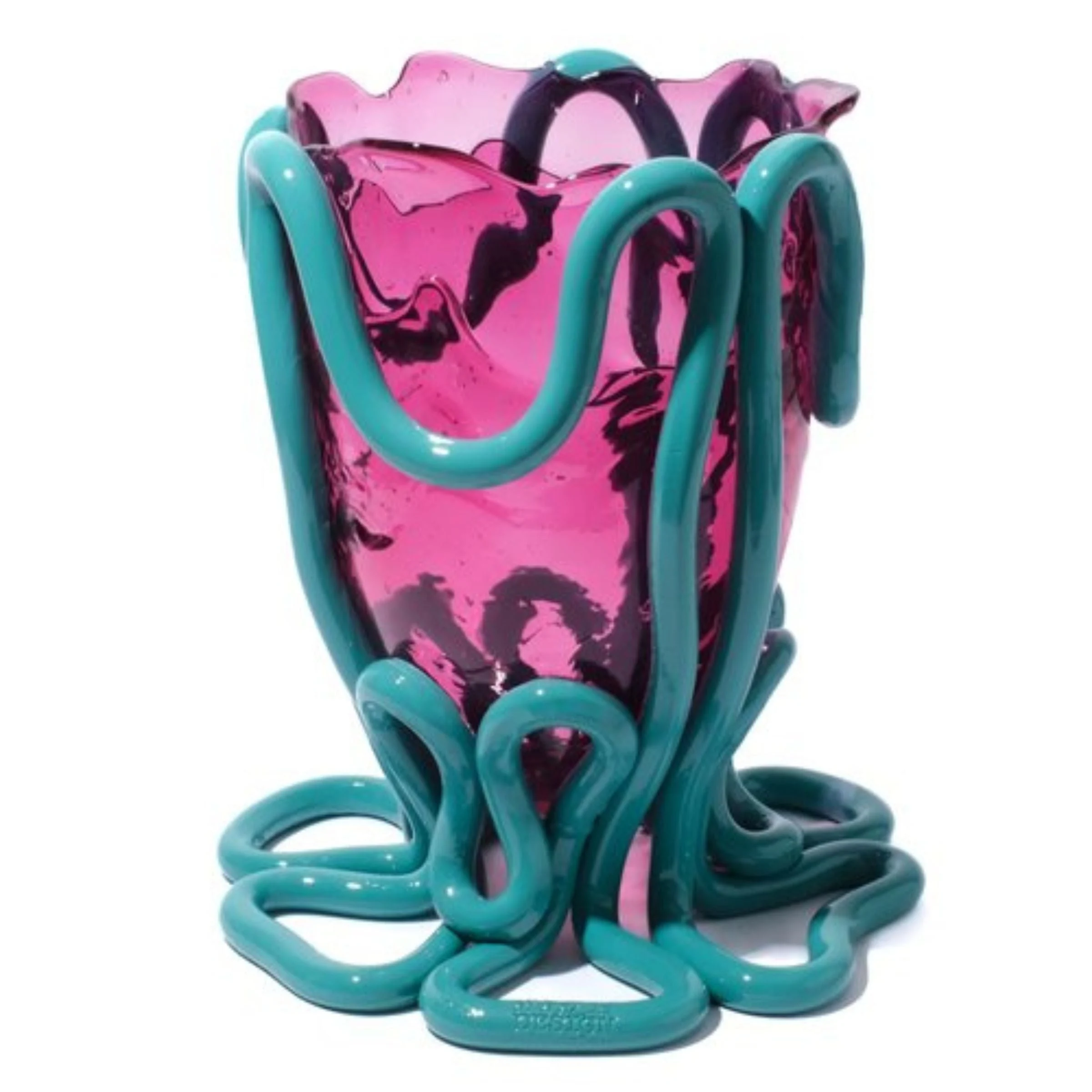 Vaso in Resina INDIAN SUMMER Fucsia Chiaro e Oceano Opaco di Gaetano Pesce per Fish Design