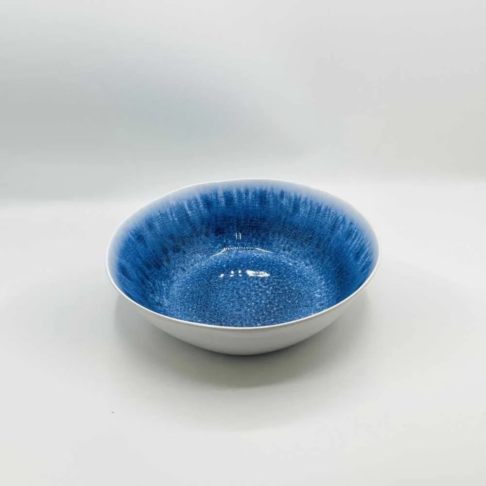 Insalatiera in Melamina Blu e Bianca Ø 30 cm – Stile Mediterraneo