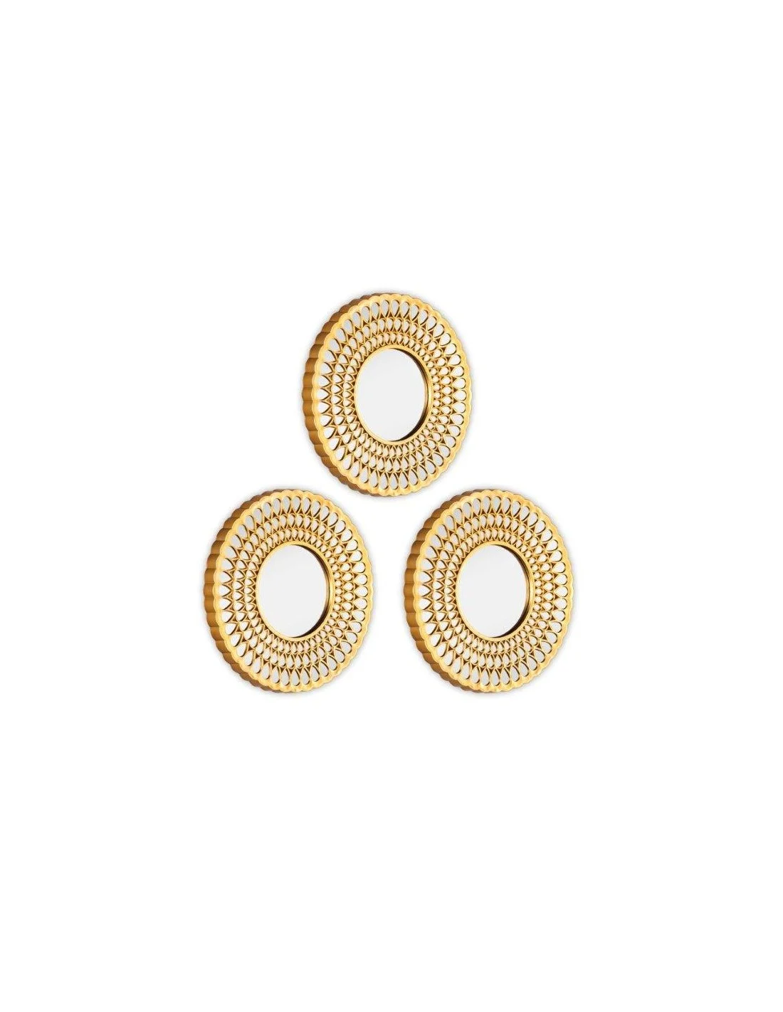 JACKY SET DI 3 SPECCHI DA PARETE TONDI CON CORNICE TRAFORATA