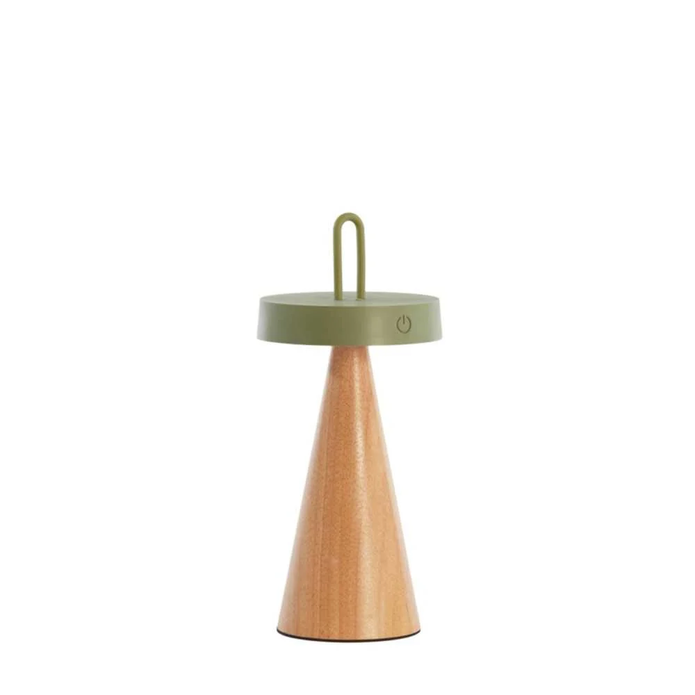 LAMPADA DA TAVOLO LED ANKENTA LEGNO E VERDE OLIVA