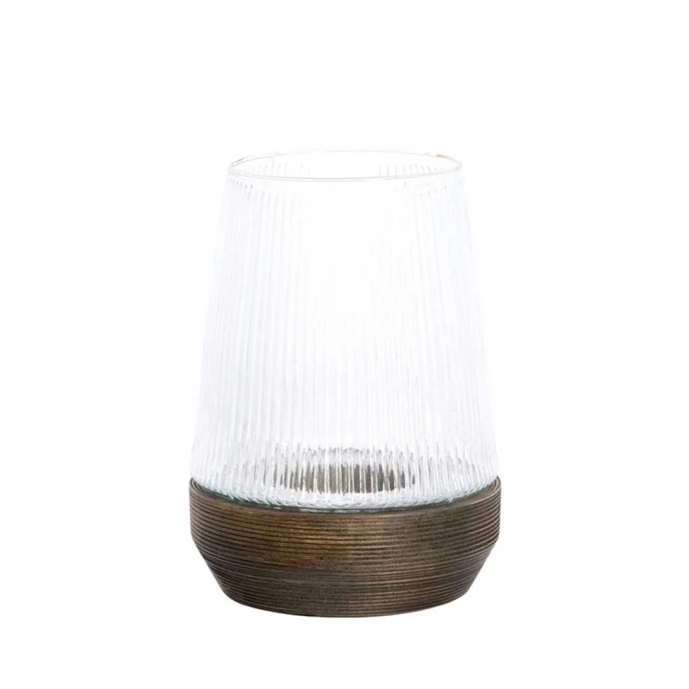 Lanterna Decorativa Minas Ø22x30 cm – Vetro e Legno Elegante