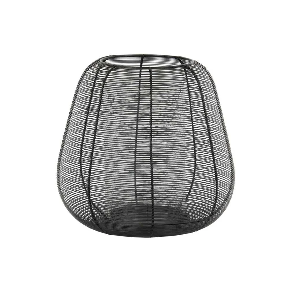 Lanterna Hurricane “Odeto” Ø34x31 cm – Design a Rete in Metallo Nero