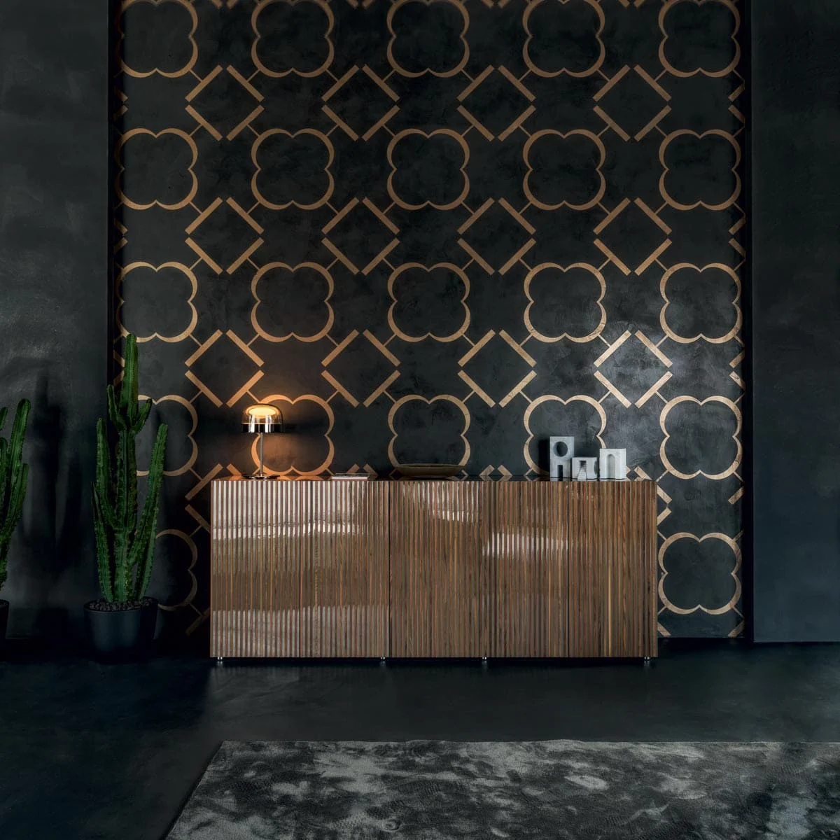 Credenza Laccata Lucida e Legno Rovere LEON DECOR H 98 di Sth per Horm
