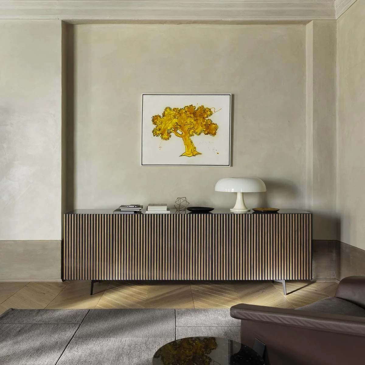 Credenza Laccata Opaca e Legno di Rovere LEON DECOR H 66 di Sth per Horm