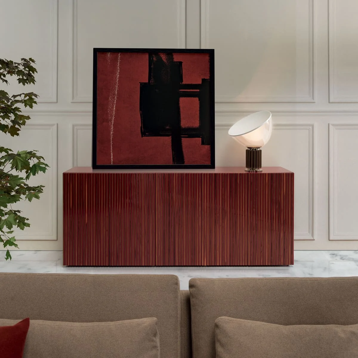 Credenza Laccata Lucida e Legno di Noce LEON DECOR H 98 di Sth per Horm