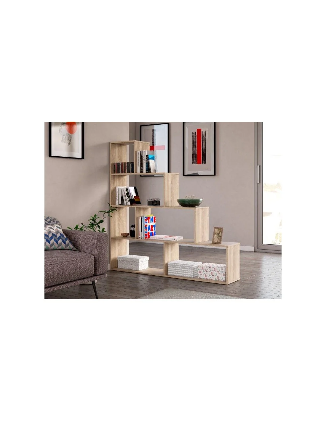 LIBRERIA 6 VANI IN MELAMINICO ROVERE CANADIAN H.145CM