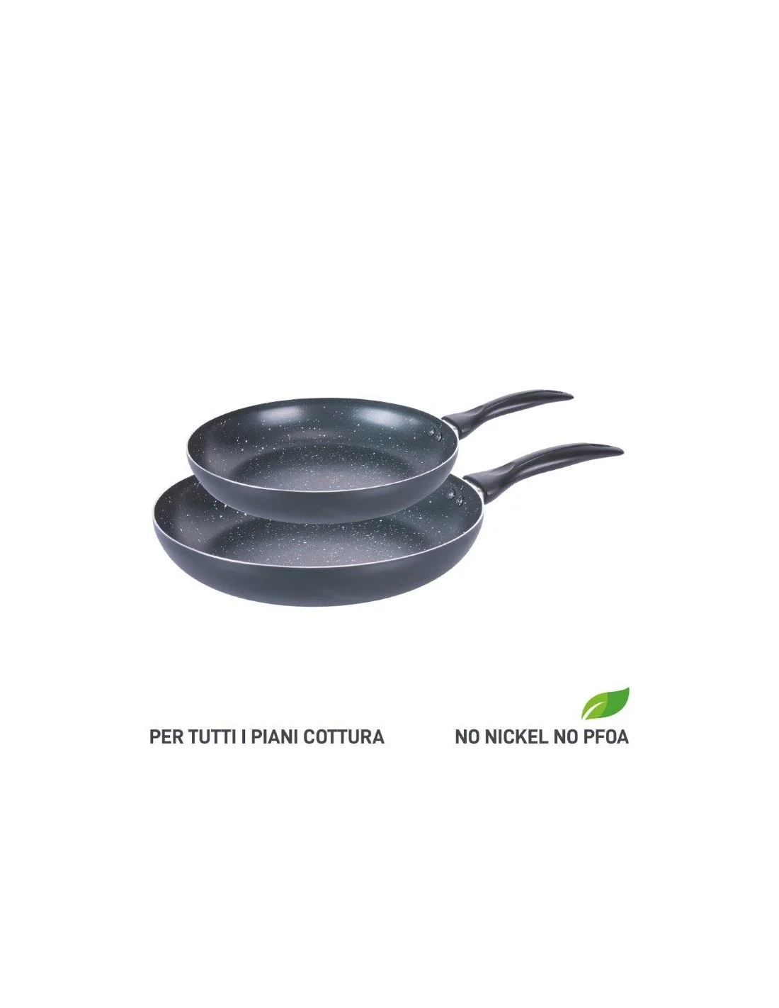 MARMO NERO SET 2 PADELLE 24CM + 28CM 2MM INDUZIONE