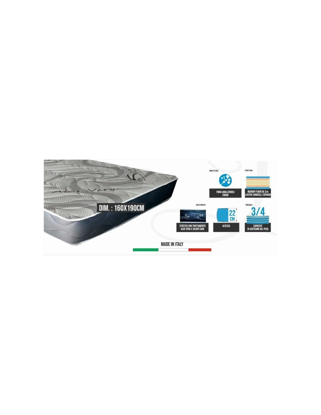MATERASSO NJOHN MEMORY FOAM 160X190