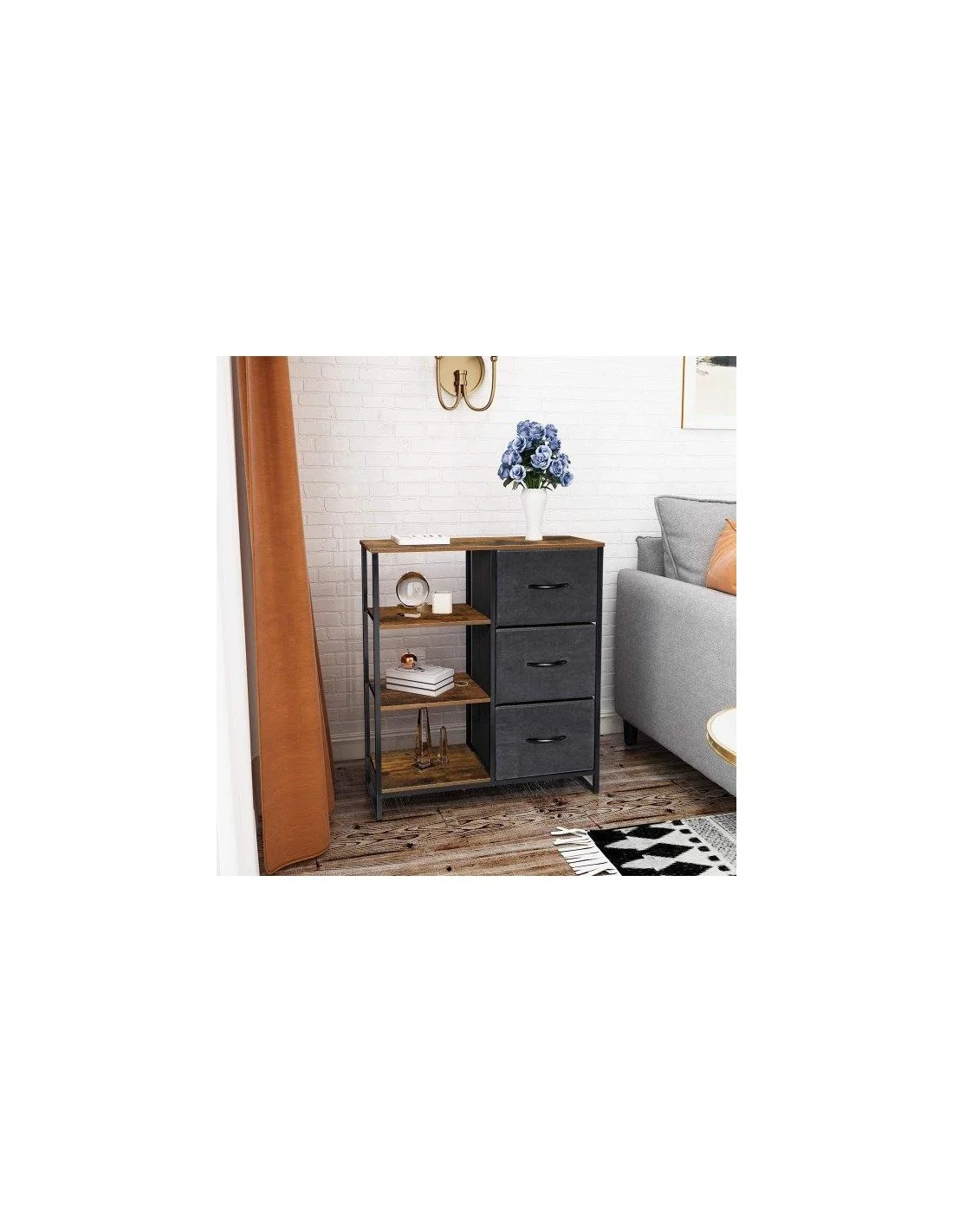 MOBILE INDUSTRIAL 3 CASSETTI 70x35x90 QUERCIA