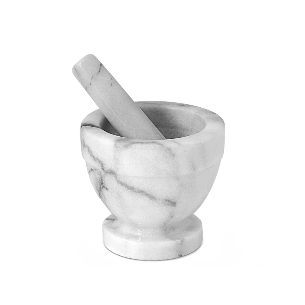 Mortaio in marmo bianco con pestello 12 cm