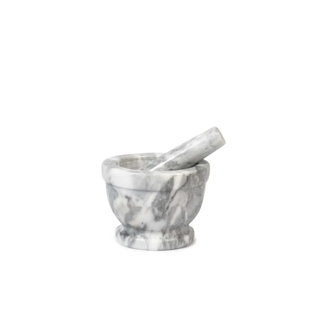 Mortaio in marmo bianco con pestello 14 cm