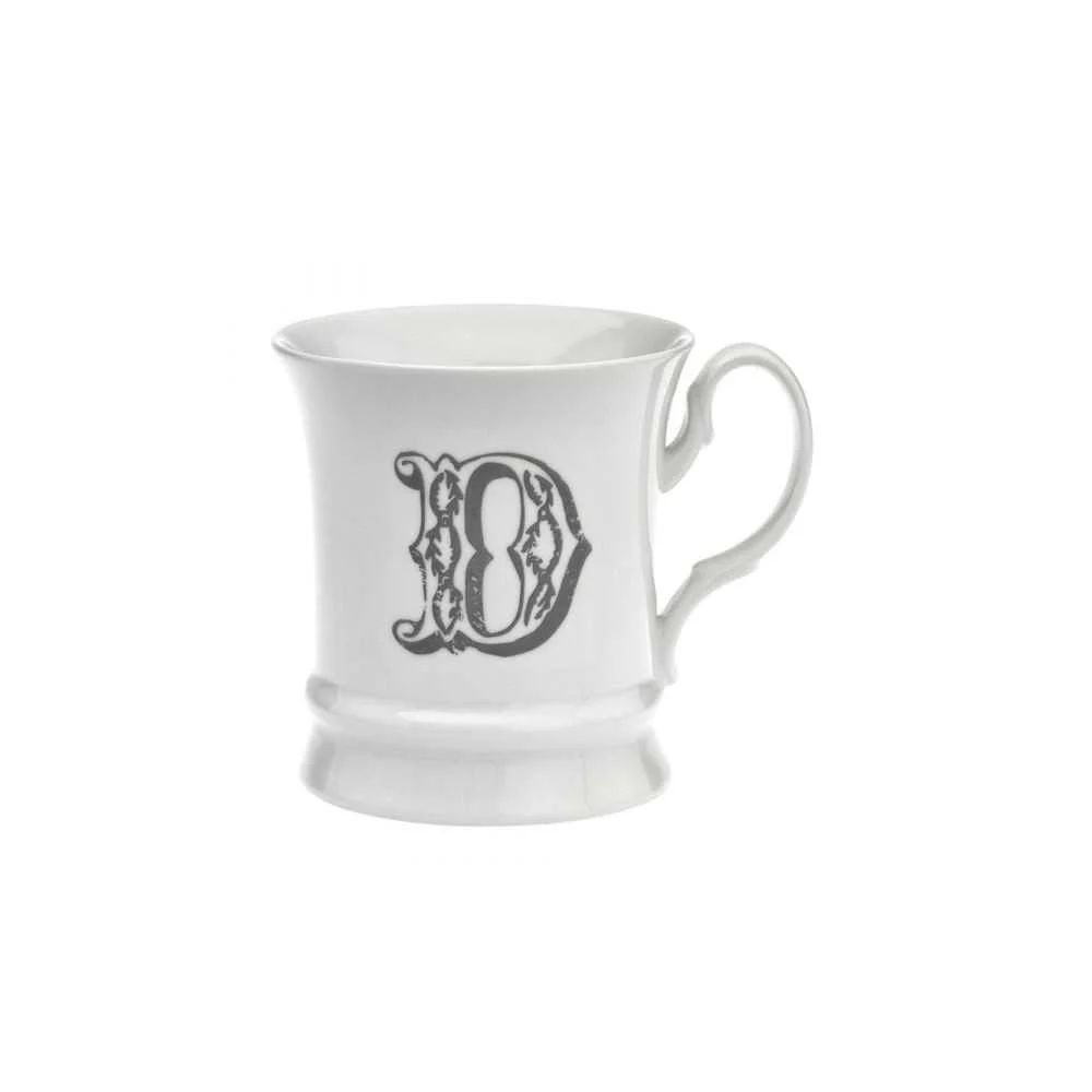 Mug lettera D Fine Bone China 9,5x10 cm