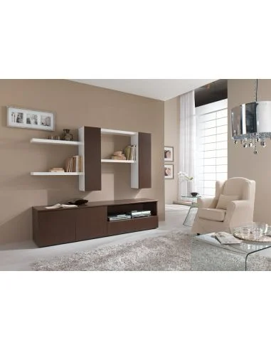 Parete "Stile" con base, mensole e pensiline - PA47