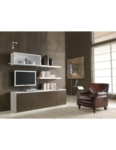 Parete "Stile" con base, mensole e pensiline - PA49