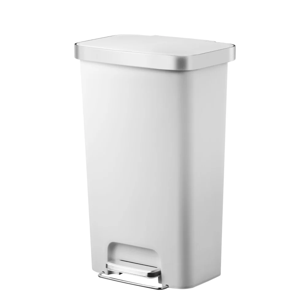 Pattumiera a pedale "Hana" in acciaio inox bianca 45L – Capienza e raffinatezza