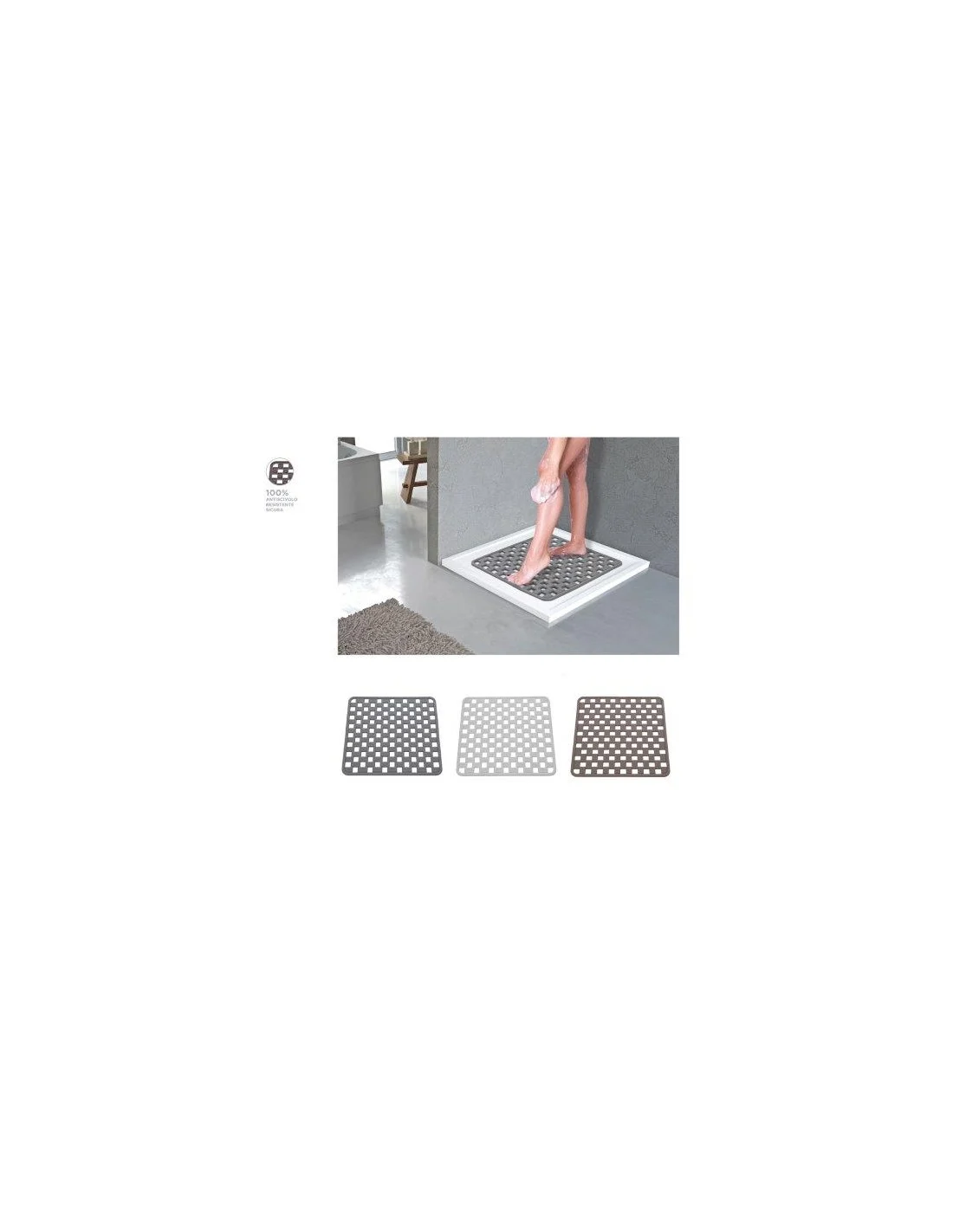 TAPPETINO DOCCIA ANTISCIVOLO 50X50CM COLORI ASSORTITI