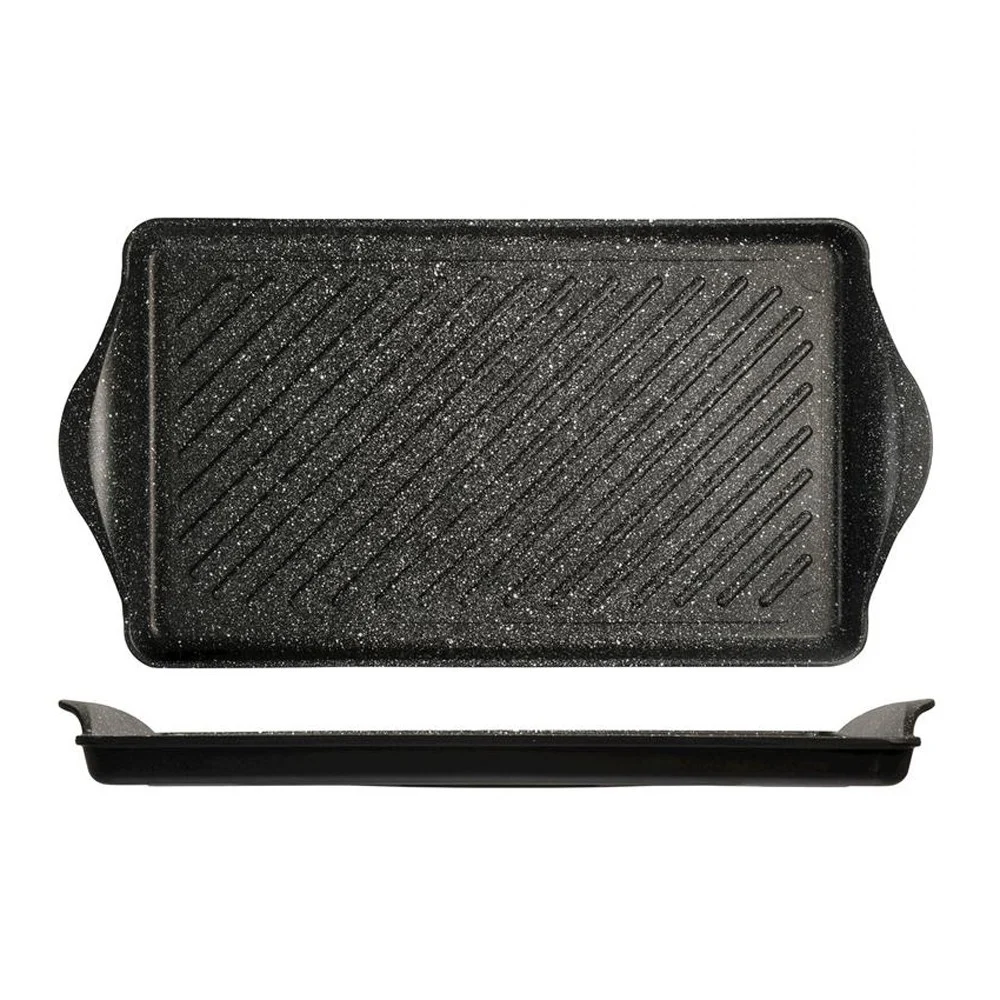 Piastra Rigata Antiaderente in Pietra 58×30 cm – Griglia Perfetta